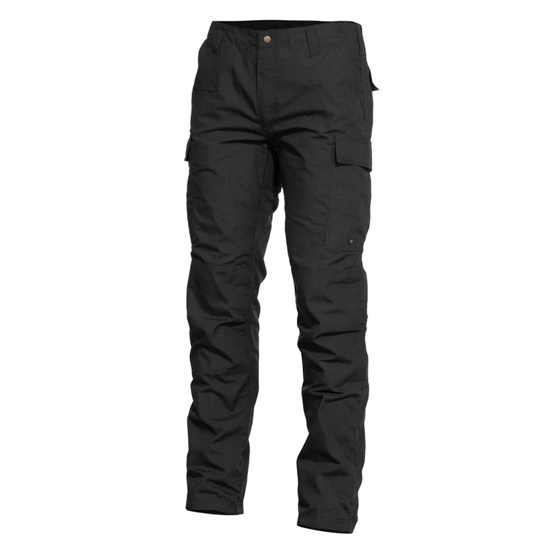 Black Pentagon BDU 2.0 combat pants with reinforced knees, zip fly, cargo pockets, and durable ripstop fabric.
