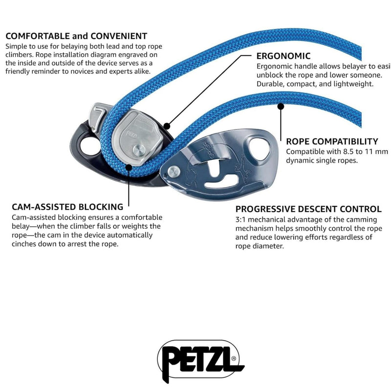 PETZL GRIGRI+ Belay Device Assisted Braking Rock Climbing Rappelling Orange