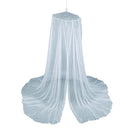 Light blue mosquito net canopy on a white background