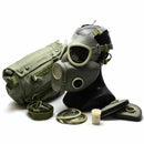Polish Military Gas Mask MP-4 with filters and carrying bag in grey olive, vintage protective respiratory gear new condition