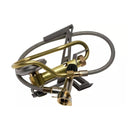 Primus Express Spider II compact camping stove with foldable tripod legs and flexible fuel hose for outdoor cooking.