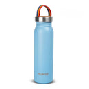 Lightweight 700ml Primus Klunken stainless steel water bottle with rainbow strap, ideal for hiking and outdoor activities.