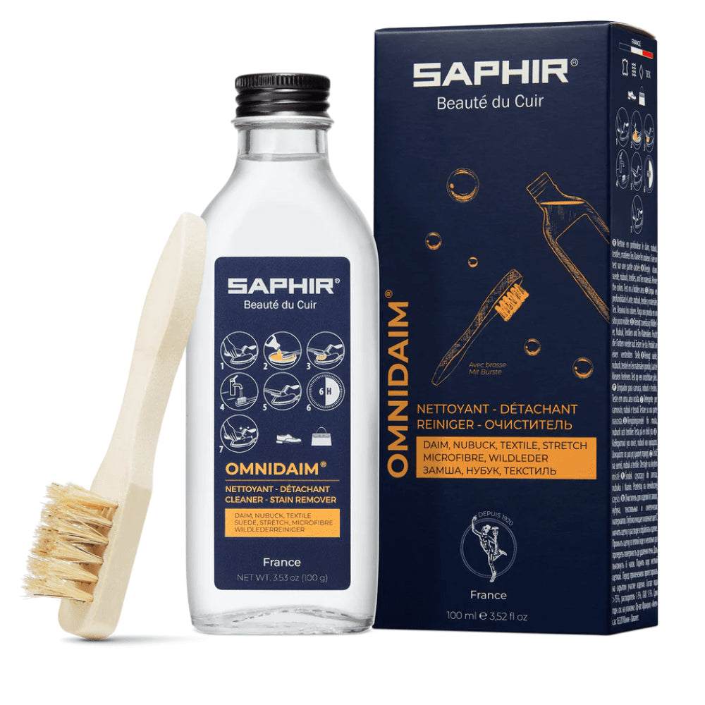 Saphir Omnidaim Suede Nubuck Shoe Cleaner 100ml Neutral Brush Included