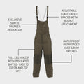 Snugpak Insulated Salopettes Reversible Bib Pants YKK Full Leg Zip Cold Weather