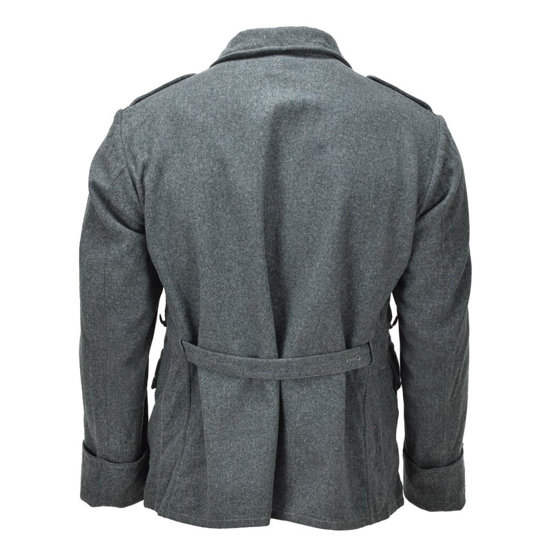 Swiss Military Field Jacket Vintage Buttoned Shoulder Epaulets Wool Gray - GoMilitar