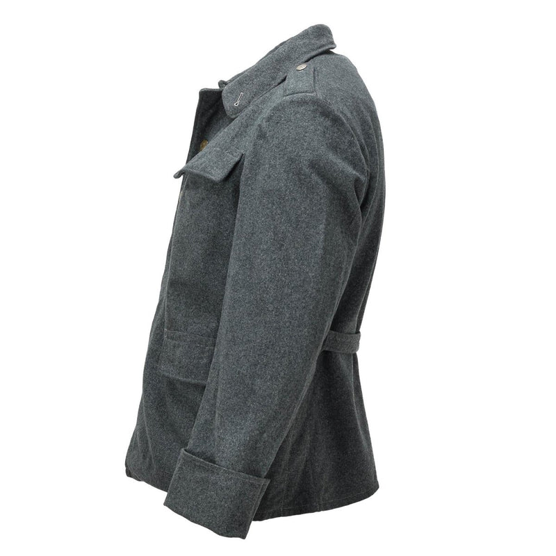 Swiss Military Field Jacket Vintage Buttoned Shoulder Epaulets Wool Gray - GoMilitar