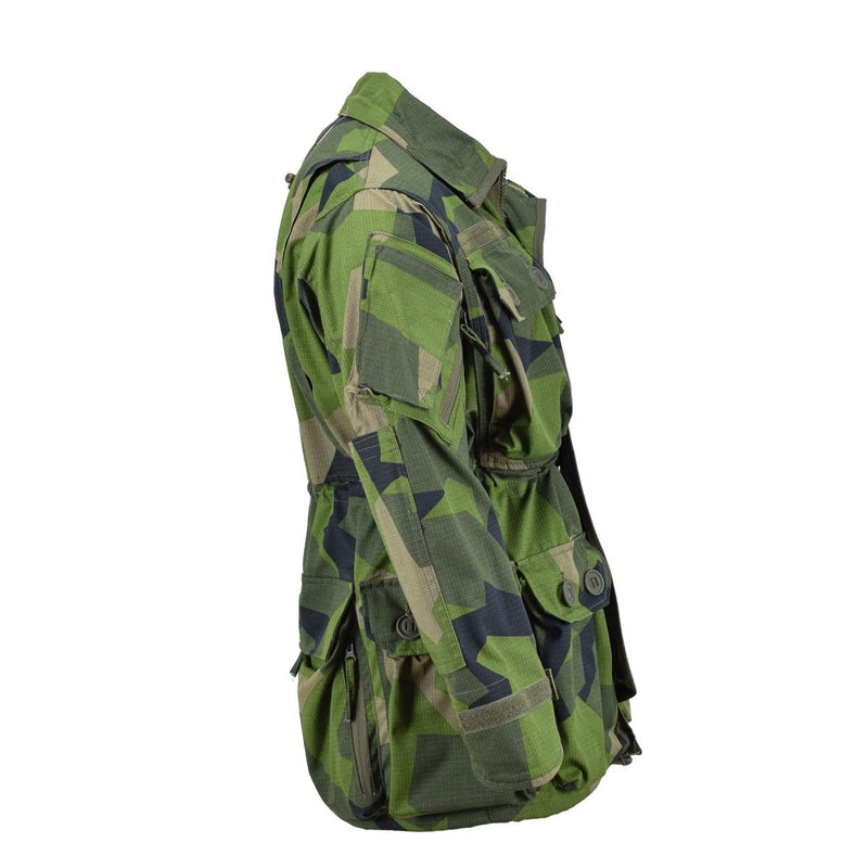TACGEAR military ripstop commando smock jacket in splinter camo with multiple pockets and reinforced elbows side view