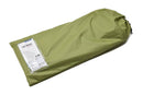 Olive green Tatonka waterproof shelter tarp tent cover packed in a compact dry bag for outdoor use