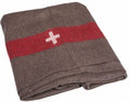 Vintage swiss army blanket wool military woollen red stripe cross REPRO NEW