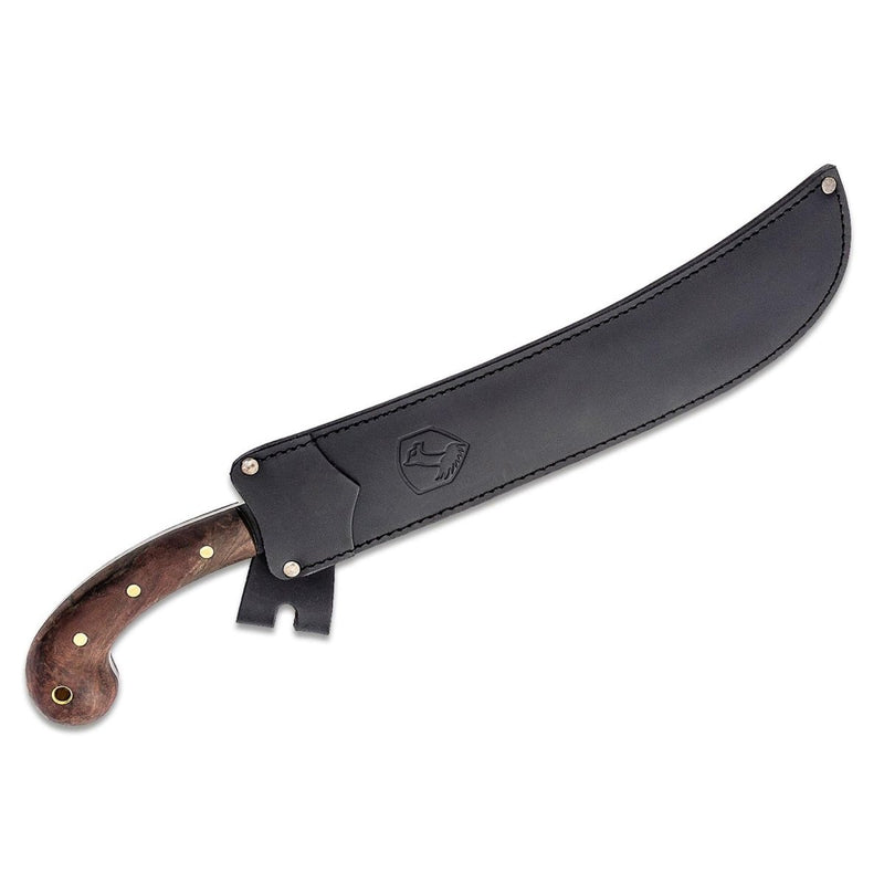 Condor Golok Machete 1075 carbon steel plain blade black leather sheath lynard hole