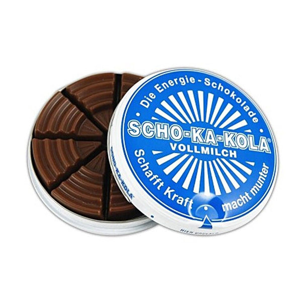 German Energy Milk Chocolate SCHOKAKOLA whole milk 100 g tin can blue