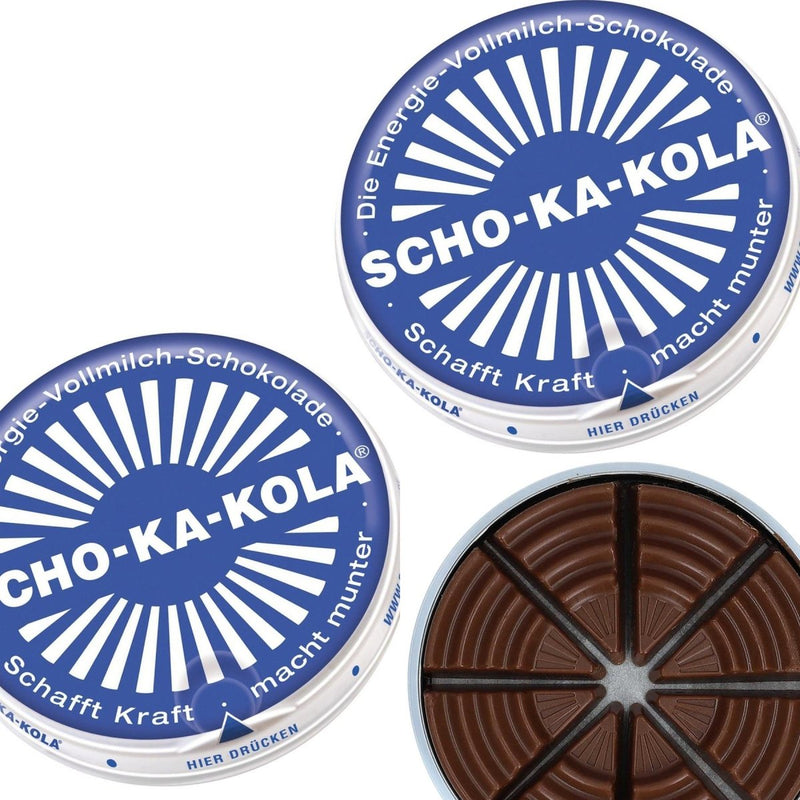 German Energy Milk Chocolate SCHO-KA-KOLA whole milk 100 g tin can blue