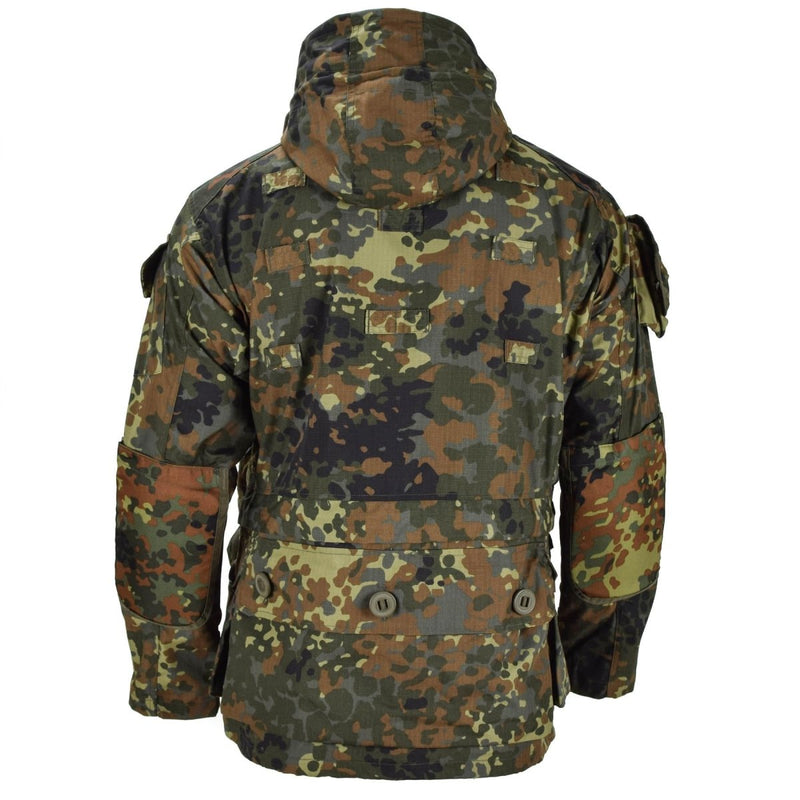 Mil-Tec Brand Jacket durable strong Ripstop Smock German army Flecktarn Camo Parka Men's wear reinforced elbows