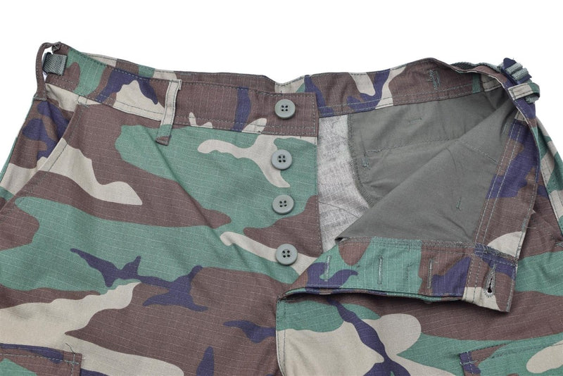 Mil-Tec Brand U.S Army Style ripstop BDU pants multicolor cargo trousers closure buttons
