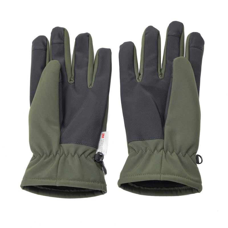 Mil-Tec Gloves Softshell THINSULATE lining Olive Winter Men's green military reinforced palms and fingertips polyester fleece