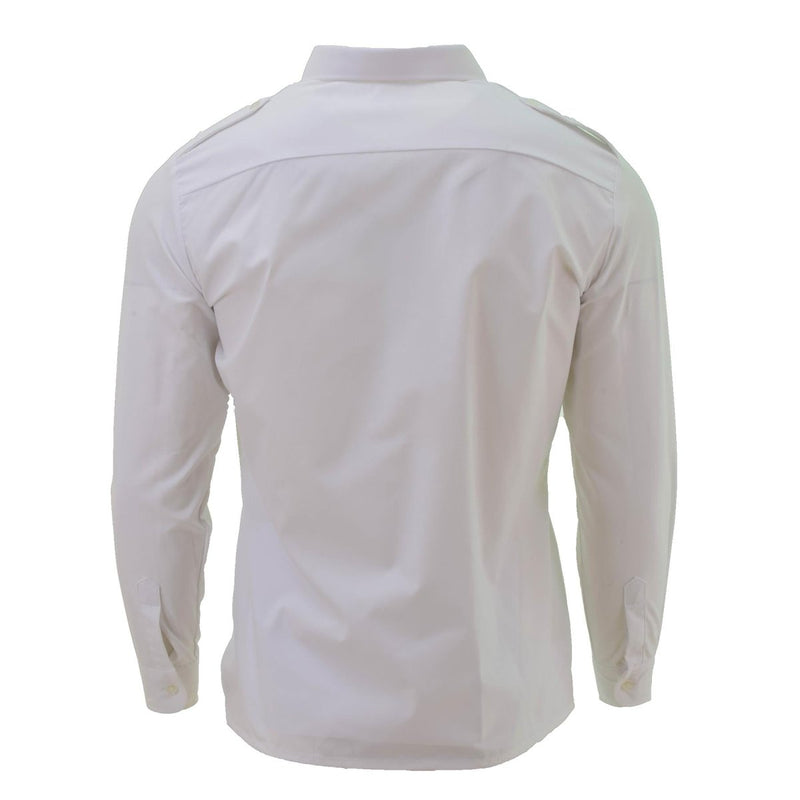 Original French military navy formal classic dress shirts white long sleeved shirt